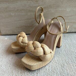 Loeffler Randall Fae Raffia Platform Heeled Sandalls